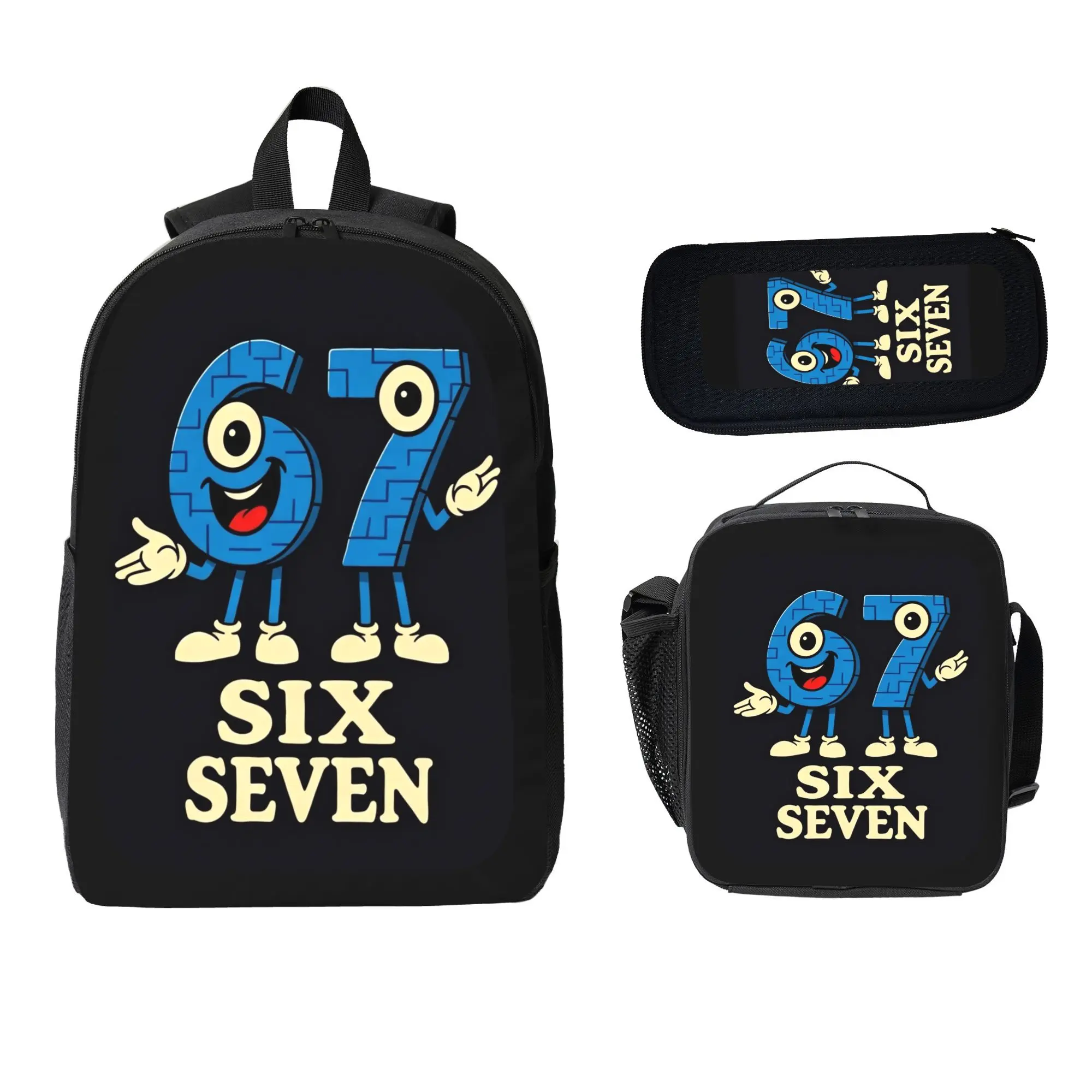 Backpack Meme Set for Kids, 3-Piece School Bag with Funny Meme Art, Includes Lunch Tote & Pencil Case, Safe Materials