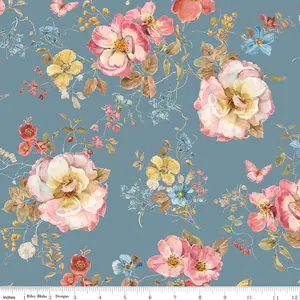 Countryside Floral 107/108" Wide Back Storm - 3 YD Cut