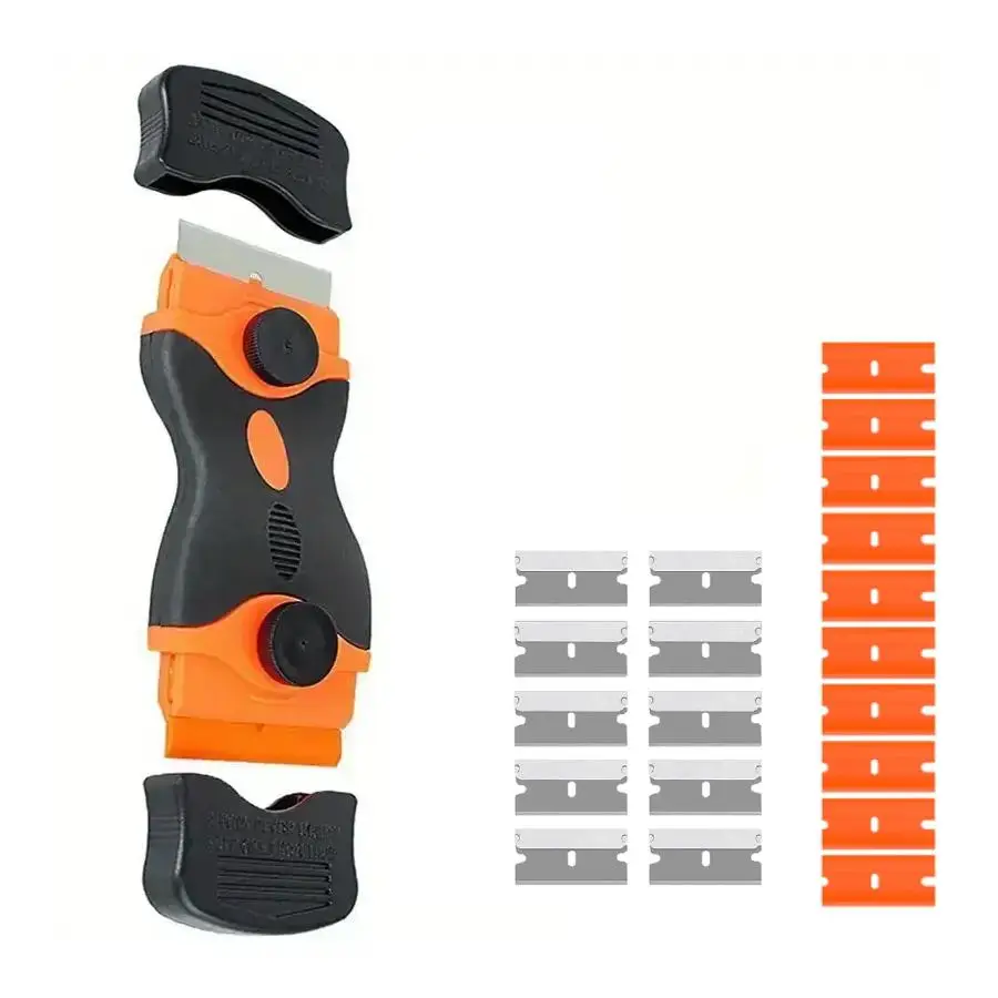 21pcs/set Razor Blade Scraper, Double Edge Razor Scraper, Remover Tool with Razor Blade for Label Sticker