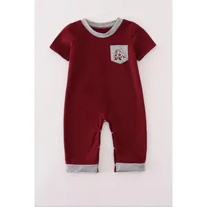 Maroon Mississippi embroidery romper