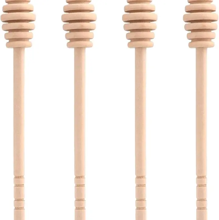 4 Honey stick spoons wooden 6 inch honey spoons