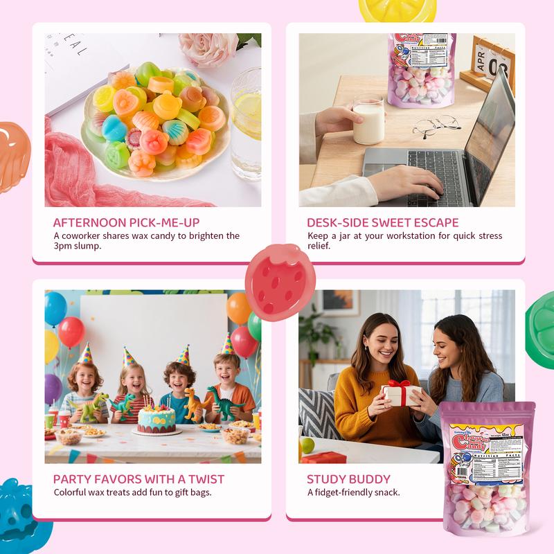 【Refresh & Upgrade】GummyGlow Wax Candy 12oz Filled Variety Flavor Jam,Contains 55-65 fun shape candies and 5 flavors, Retro party snacks,tiktok viral candy.