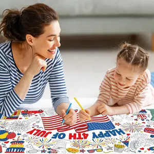 ZMLM 4th of July Coloring Tablecloth Poster Art and Crafts for Kids