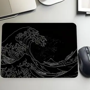 Wave Pattern Mouse Pad, Rectangular Glass Mouse Pad, Waterproof Washable Smooth Hard Desk Mat, Ideal Gift for Family and Friend, Desk Accessories, Office Supplies