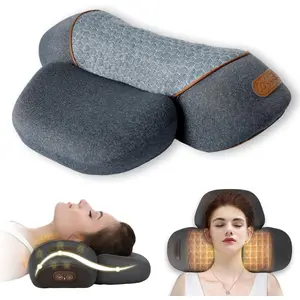 Cervical Neck Traction Pillow Massage Hump - Heating,Vibration,Airbag Elevation, Massage,Cervical Traction Pillow, Neck Relief Tool,Deep Muscle Relaxation(Grey&Black)