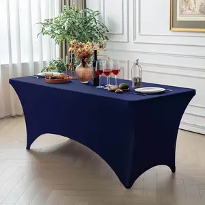 Fitted Rectangle Tablecloth with Elastic Water Resistant Washable Spandex Rectangular Table Cover Stretch Table Cloth for Weddings Banquets Parties