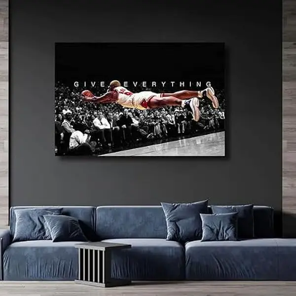 Dennis Rodman Basketball, Motivational Sports Wall Art, “Give Everything” Quote Poster,  Hustle Play Wall Hangings - Poster Print Unframed
