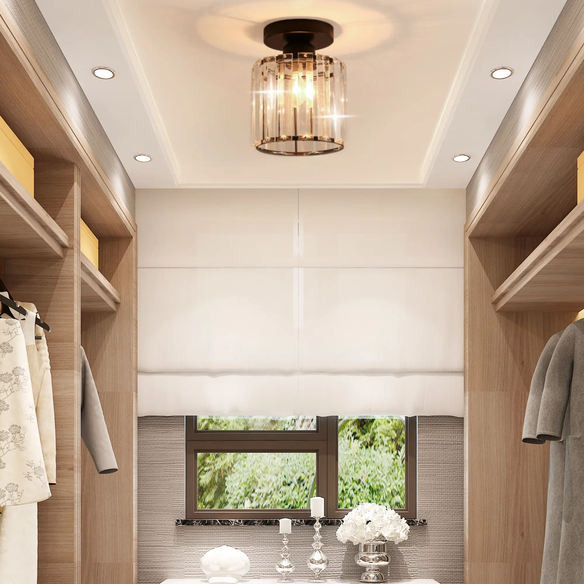 YHTlaeh Close to Ceiling Light Fixing Mini Crystal Flush Mount Ceiling Light Chandeliers Modern Indoor with E26 Base Hallway Bedroom Bathroom Entryway Kitchen