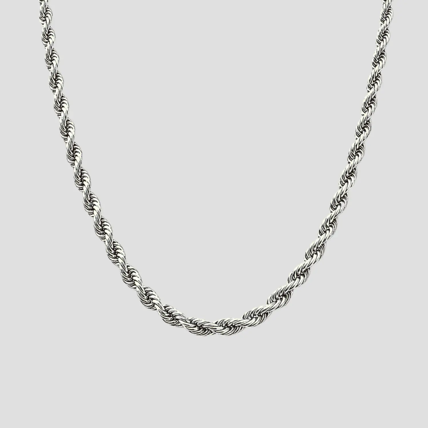 GRISÉ NYC Rope Stainless Steel Necklace 3mm - Tarnish-Free Waterproof Unisex Design for Everyday Layering & Bold Jewelry