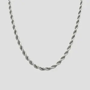 GRISÉ NYC Rope Stainless Steel Necklace 3mm - Tarnish-Free Waterproof Unisex Design for Everyday Layering & Bold Jewelry