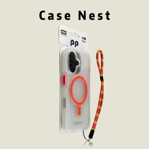 Case Nest PP Frosted Corrugated Magnetic iPhone Case| Luminous, Dustproof, with Wrist Strap| For iPhone 15/16/17 Pro Max