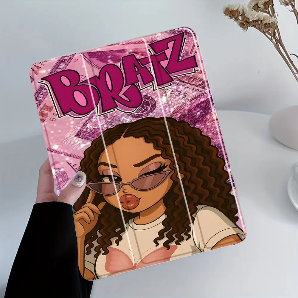 Bratz Style Money Print iPad Case, Tablet protective cover, Tablet Casing, Pink Purple Cover Auto Wake/sleep, Anti-Drop Scratch-Resistant, Transparent Acrylic Back, Fits iPad 10.2/10.9/12.9 inch, Shock-resistant Protective Case