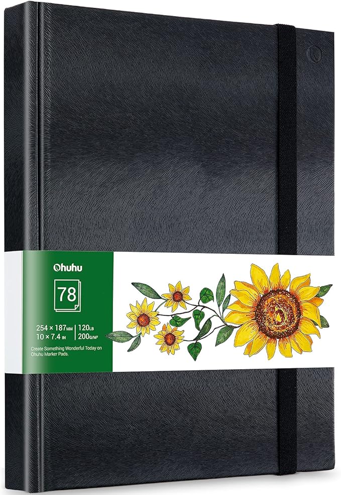 Ohuhu Marker Pads Art Sketchbook: 120 lb/200 gsm - 6.9" x 6.5" - 30 Sheets/60 Pages / 8.3"x8.3" / 7.4"x10" - 78 Sheets/156 Pages - Specially Designed for Alcohol Markers - Sketchbook Series of Ohuhu Ohuhu Marker Pads Art Sketchbook: 120 lb/200 gsm - 6.9" x 6.5" - 30 Sheets/60 Pages / 8.3"x8.3" / 7.4"x10" - 78 Sheets/156 Pages - Specially Designed for Alcohol Markers - Sketchbook Series of Ohuhu