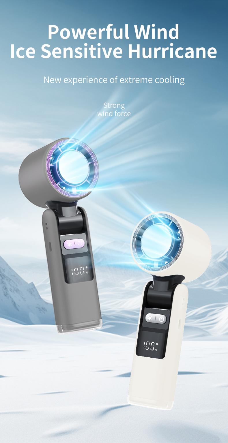 2026 New Portable Turbo Fan! 4000mAh Battery, Ice-Cooling Foldable, 5 Speeds + LED Display, Powerful Cooling Airflow, USB Rechargeable for /Travel/Work. Summer Must-Have! portable  fan outdoor activity turbo fan