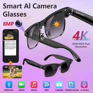 Blackview AI Smart Glasses, 8MP Camera, ChatGPT, Real-Time Translation in 139 Languages, Bluetooth Audio, Built-in Microphone, Photochromic Lenses for Men & Women