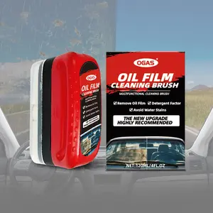 Automotive Glass Oil Film Remover with Cleaning Brush, Windshield Coating Cleaner Improves Clarity & Visibility