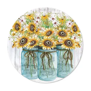 Courtside Market Beautiful sunflowers 12x12 Circular Wood