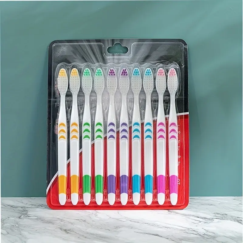 Ultra-Soft Double Bristle Toothbrush Set, Bamboo Charcoal for Deep Cleaning, Nano Bristles for Gentle Dental Care, 10pcs, Ideal for Adults, Soft Toothbrushes