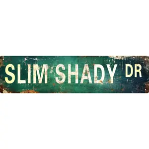 Vintage Metal Aluminium Sign Retro Slim Shady Dr Signs Stylish Wall Art Plaques for Home Decor Bathroom Kitchen House and Gothic Wall Decor or as a Unique Poster 16x4 in