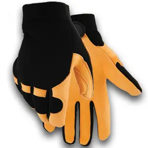 Golden Stag Men's Winter Heavy-Duty Leather Work Gloves - Outdoor Mechanic Gloves, Velcro Strap, Multi-Size, Unisex Fit (2150H)