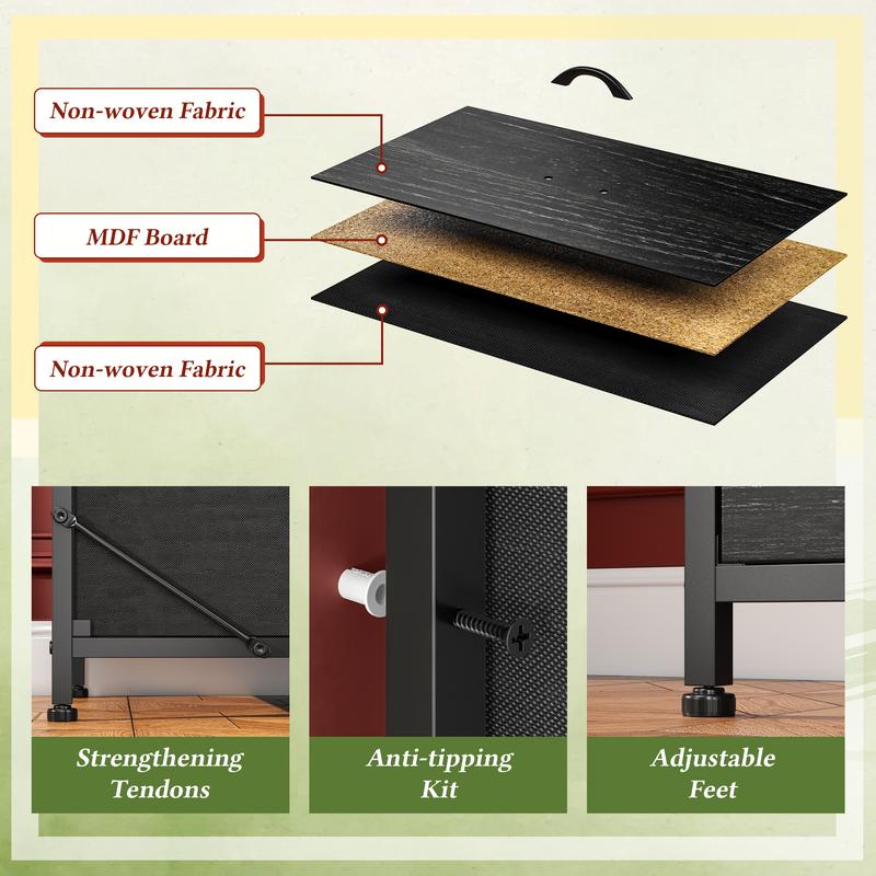 Raybee Furniture Dresser with 16 Drawers, Multifunctional TV Stand & Charging Station, 51.1" Long, 34.8" Height, 3 Power Outlet & 2 USB Ports