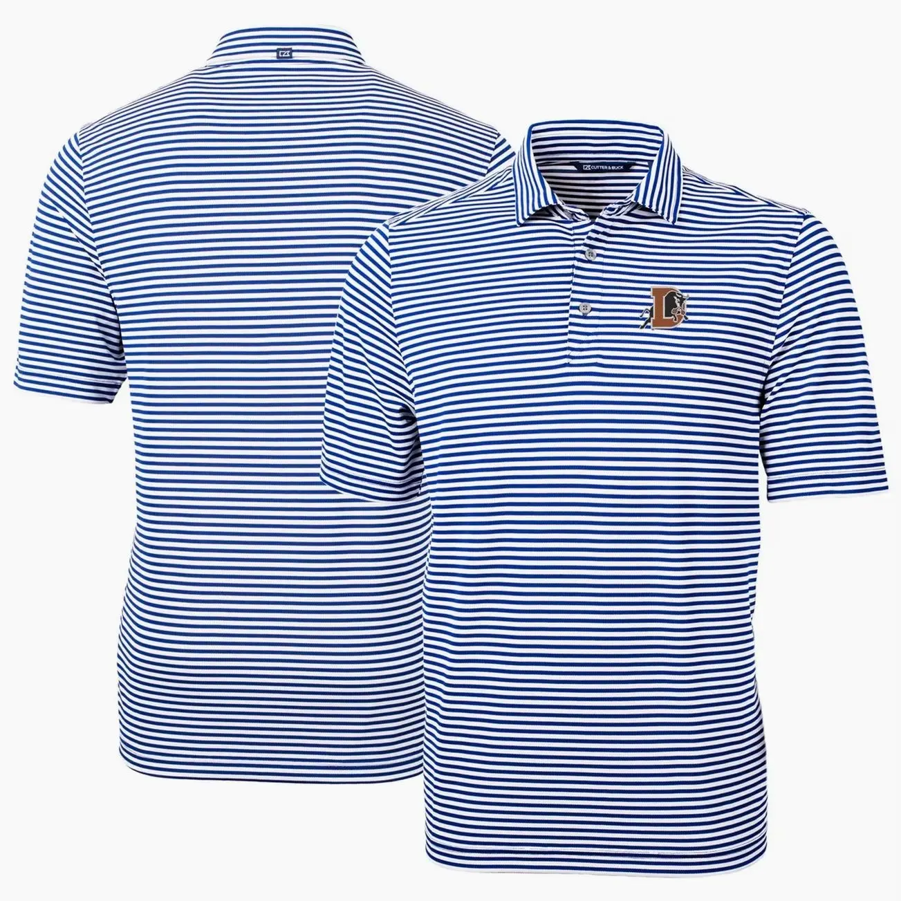 Durham Bulls Cutter & Buck DryTec Virtue Eco Pique Stripe Recycled Polo - Blue