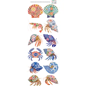 Floral Shells and Shrimp 60x22" DTF Ready to Ship Gang Sheet
