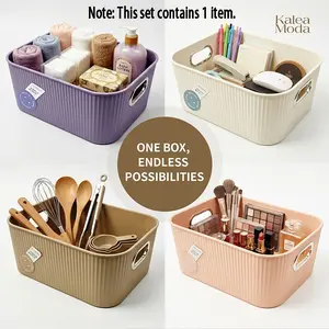 Vertical Pattern Cosmetic Organizer Box, Desktop Decorative Storage Box, Closet Underwear Holder, Home Essentials, Multi-Functional Kitchen Bathroom Office Tray, Organizer Storage Supplies