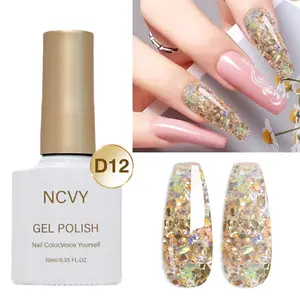 NCVY Rainbow Glitter Gel Nail Polish, 10ml/0.35oz Nail Polish. Long-lasting, removable UV/LED gel polish with rich, vibrant color. Easy for beginners to use, perfect for DIY nail art at home. An ideal gift for spring and summer. HEMA-Free.