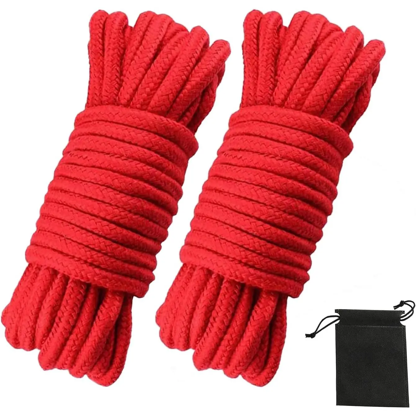 Soft Cotton Rope, 32  / 10m Rope, 8mm Thick, Soft Rope, Long Rope, Soft Tying Rope (Red+Red)