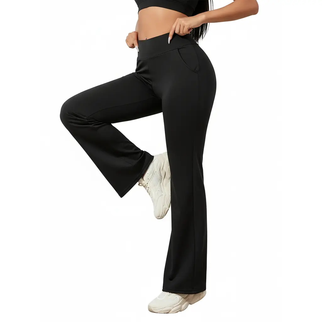 EBIOSVE Women's Bootcut Flare Yoga Pants, High-Waisted with Tummy Control, Butt Lifting & Pockets, Quick-Dry 4-Way Stretch Fabric, Plus Size Athleisure Wear, Plus Size Fashion, Flare Leggings, Quick‑Dry Fabric