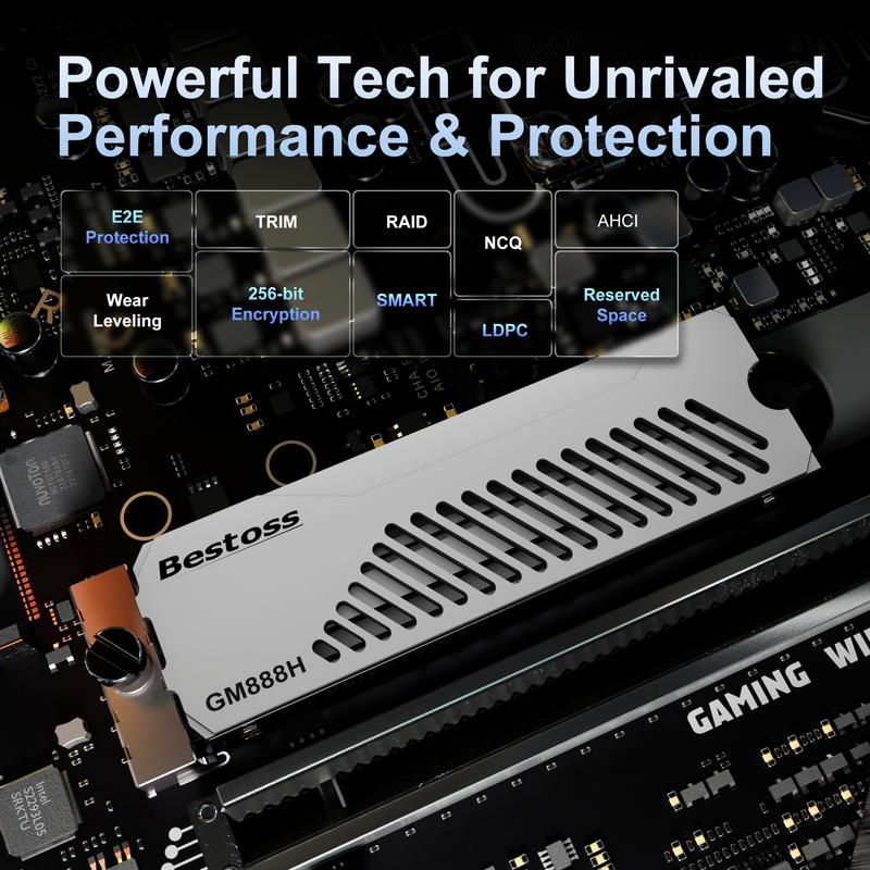 Bestoss GM888 H Gaming SSD with Heatsink up to 7300mb/s NVMe M.2 PCIe Gen4 Internal Solid State Drive  for PS5 1TB-4TB Storage for PC
