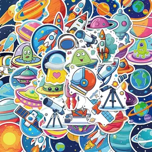 Household daily necessities 50PCS Planet Solar System Stickers Cosmic Enthusiast for Kids Glow in The Dark, Vinyl Space Waterproof Stickers Pack for Laptop Phone Case, Colorful Planets Decals for Teens (Colourful-2)