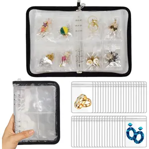 91 Pcs Jewelry Storage Set - Zipper Closed, Transparent Large Window - High Capacity Earrings, Necklaces, Bracelets, Rings Storage Box - Travel or Home Portable Elegant Jewelry Organizer, Suitable for Trendy Enthusiasts