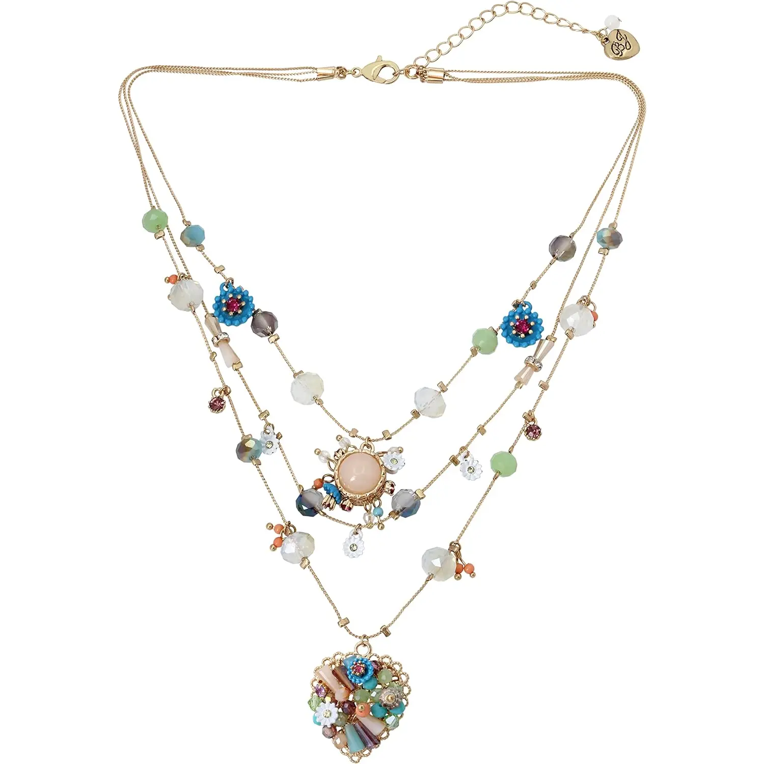 Betsey Johnson Womens Butterfly Charms Layered Necklace Betsey Johnson