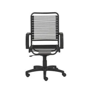 HomeRoots 400764 43 in. Round Bungee Cord High Back Office Chair, Black – Comfortable, Rotating, Supportive Desk Chair, Comfortable Desk Chairs, Rotating Desk Chairs