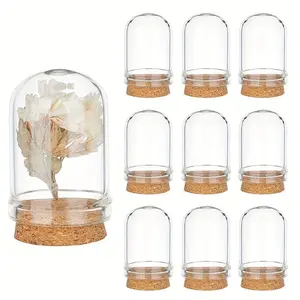 12pcs Mini DIY Glass Dome with Cork Base - Clear Display Covers for Votive Candles, Sand Art, Floral Arrangements, and Party Gifts - Ideal for Bead Making, Jewelry Display & Packaging, Party Decorations | Decorative Dome | Durable Glass