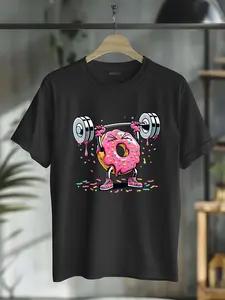 100% Cotton Funny Donut Weightlifting Donut Lover Gifts T-Shirt