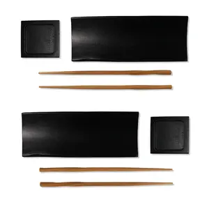 Reusable 6pc Sushi Plate Set with Chopsticks