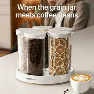 Rotating Grain Storage Jar, Five-Grain Rice Storage Container, Compact Divided Storage Box Ideal for home kitchens, features airtight moisture-proof design and transparent practicality. Perfect for organizing essentials and makes a thoughtful gift.
