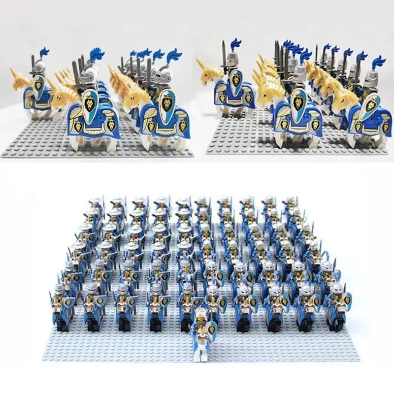 Medieval Vintage Building Block Kid Toys, 22 Pieces Falcon-Knight-Red Lion-Castle-Dragon-King-Soldier Figures with Horse, Build by Yourself to Cultivate Operational & Innovation Ability, High Quality