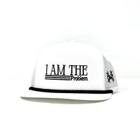 Flat Bill White with Black Rope