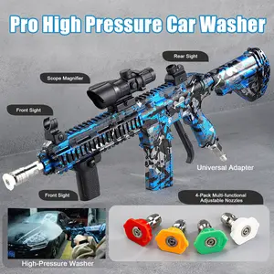 High Pressure Washer with 3/8'' Quick Connector, Swivel Car Washer Toy with 5 Pressure Washer Nozzle Tips & charing Station & Filter, Men's Gift, Father's Day Gift