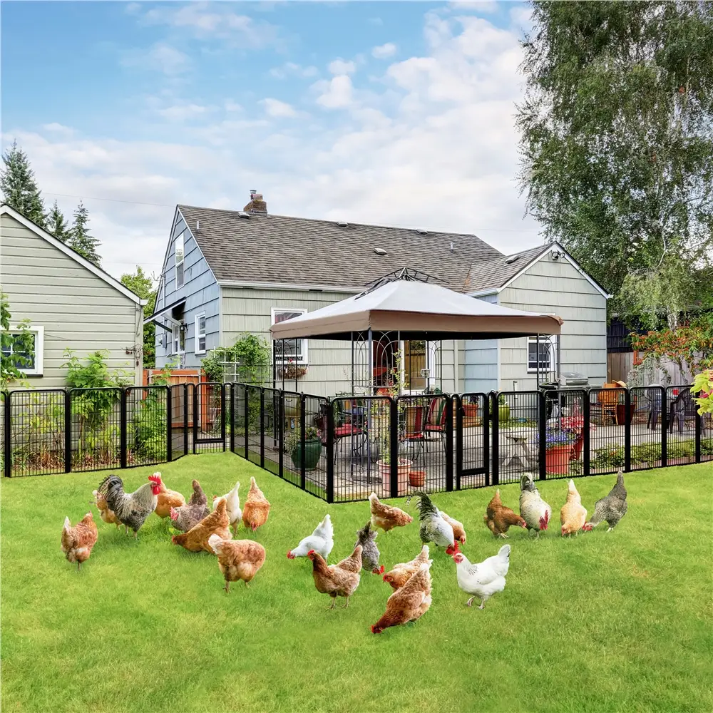 Yaheetech Chicken Coop 6/8/12/16 Panels Metal Pet Playpen, Outdoor Chicken Exercise Barrier Fence for Backyard, Farm, Duck Cage, 25/32/40/47 inch