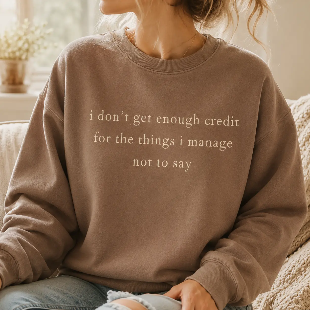 Funny Sarcastic Sweatshirt, Quiet Thoughts Graphic Tee, Casual Humor Outfit, Gift For Her, Made in USA, 100% Cotton.