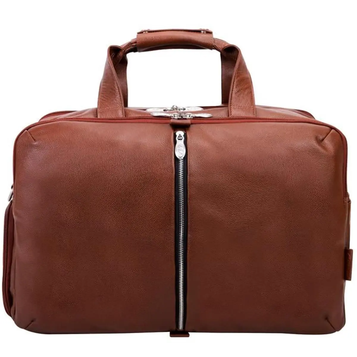 212 MAIN U Series 22 in. Avondale Pebble Grain Leather Triple Compartment Travel Duffel Bag - Carry-All with Zip Handles, Snap Handles, Laptop Compatibility, Brown