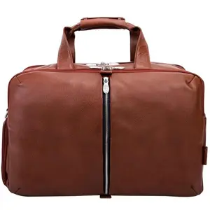 McKlein USA  22 in. U Series Avondale Leather Triple Compartment Carry-All Travel, Laptop Duffel Bag, Brown