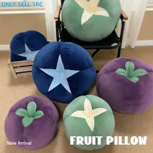 Delicious Fruit Shape Pillow, Round Multi-Size Mangosteen Blue Raspberry Apple Soft Cushion, Perfect Gift for Girlfriend, Child, Birthday, Festival