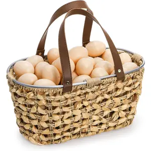 Egg Collecting Basket with Handle, 13 Inch Chicken Egg Storage Baskets, Handwoven Eggs Container for Gathering  Eggs,  Countertop Fruit Holder for Easter, Harvest, Kitchen