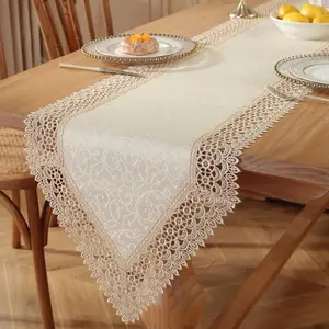Lace Table Runner, 1 Count Solid Color Tablecloth, Table Decoration Supplies for Home Kitchen Dining Room Wedding Birthday Party